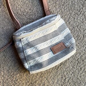 Roxy Black and Cream Striped Crossbody Bag